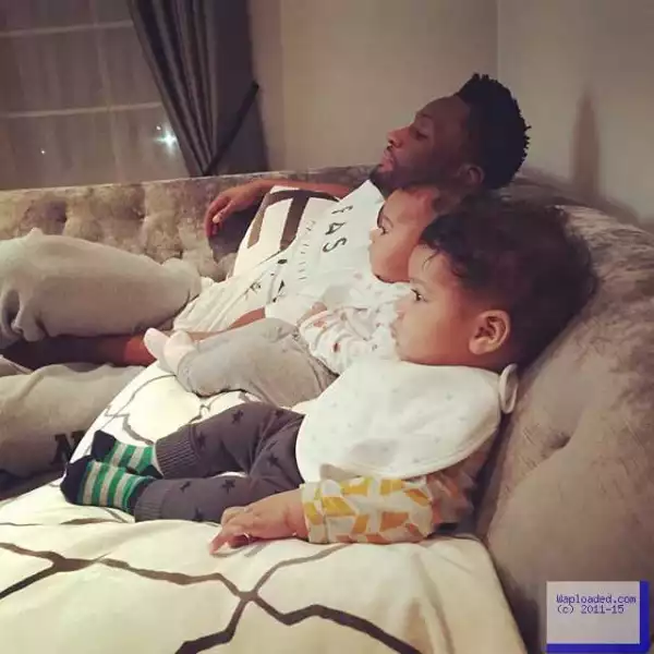 Adorable Photo Of Mikel Obi & His Twin Daughters Waiting For Christmas Dinner